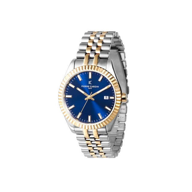 OPERA MENS Opera Two tone Stainless Steel and Yellow Gold Date Watch with Fluted Bezel and