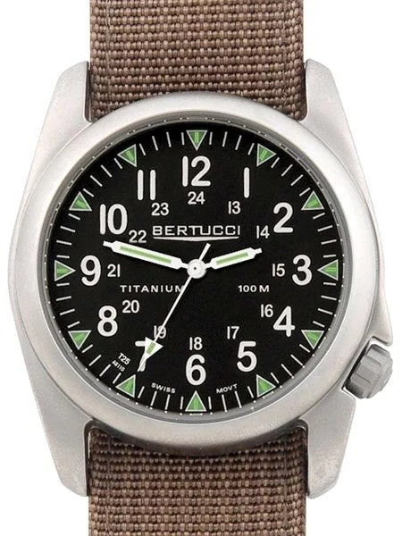 Bertucci Vintage 44 Titanium Watch w/ Tritium Tube Lights #13411 44 mm kol saati