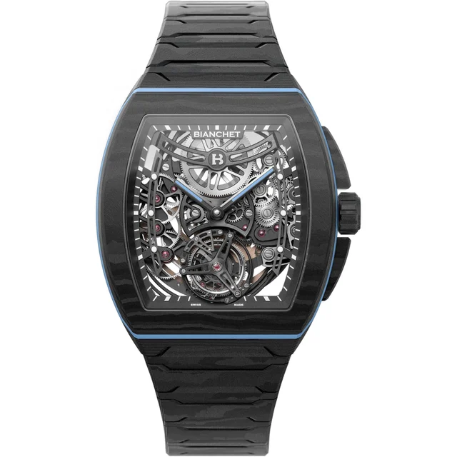 Bianchet Flying Tourbillon Ultrafino Skeleton Carbon Sky Blue UFFTSKCBSB kol saati