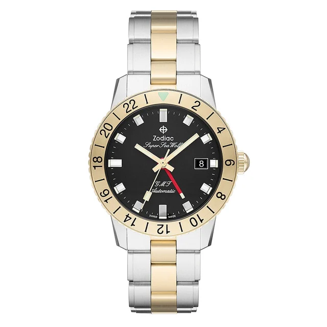 Zodiac Super Sea Wolf GMT Automatic Two-Tone Stainless Steel Watch #ZO9406 kol saati