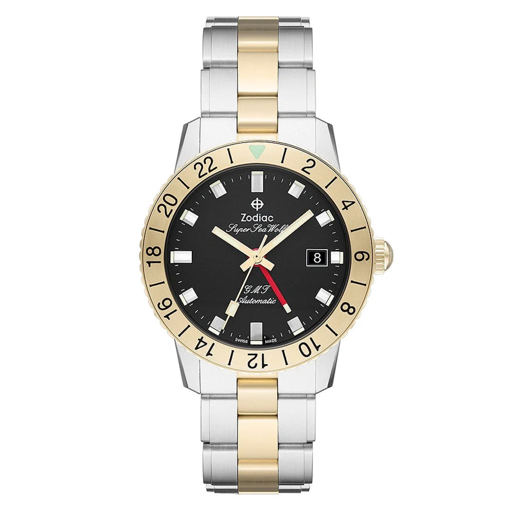 Zodiac Super Sea Wolf GMT Automatic Two-Tone Stainless Steel Watch #ZO9406 kol saati