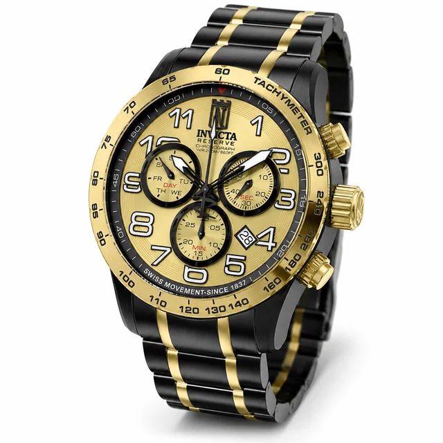 Invicta Vantore Swiss Ronda Z60 Caliber Watch - 48mm, Black, Gold (51263) kol saati