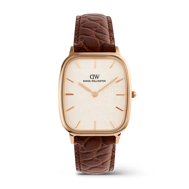 DANIEL WELLINGTON Marlon Brown Croc Belly Linen Rose Gold DW00100955 kol saati