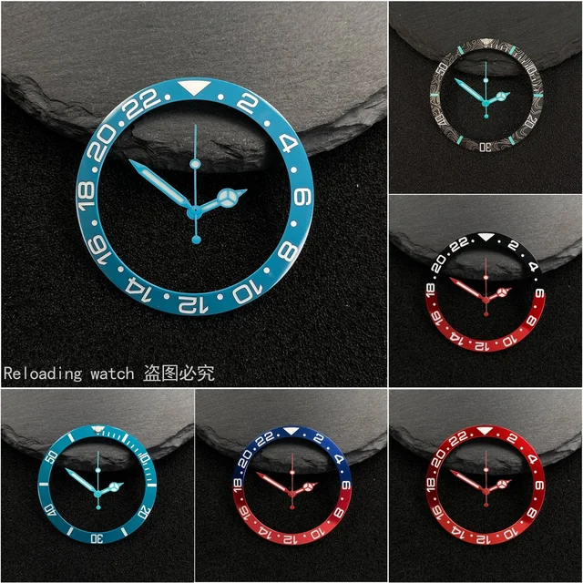 Tandorio bezel insert red Hands Watch Hands Blue Green Luminous Red Green Blue Hands For N