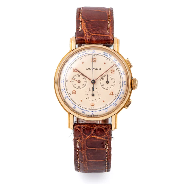 Movado Ref. 9043, Chronograph, Yellow gold kol saati