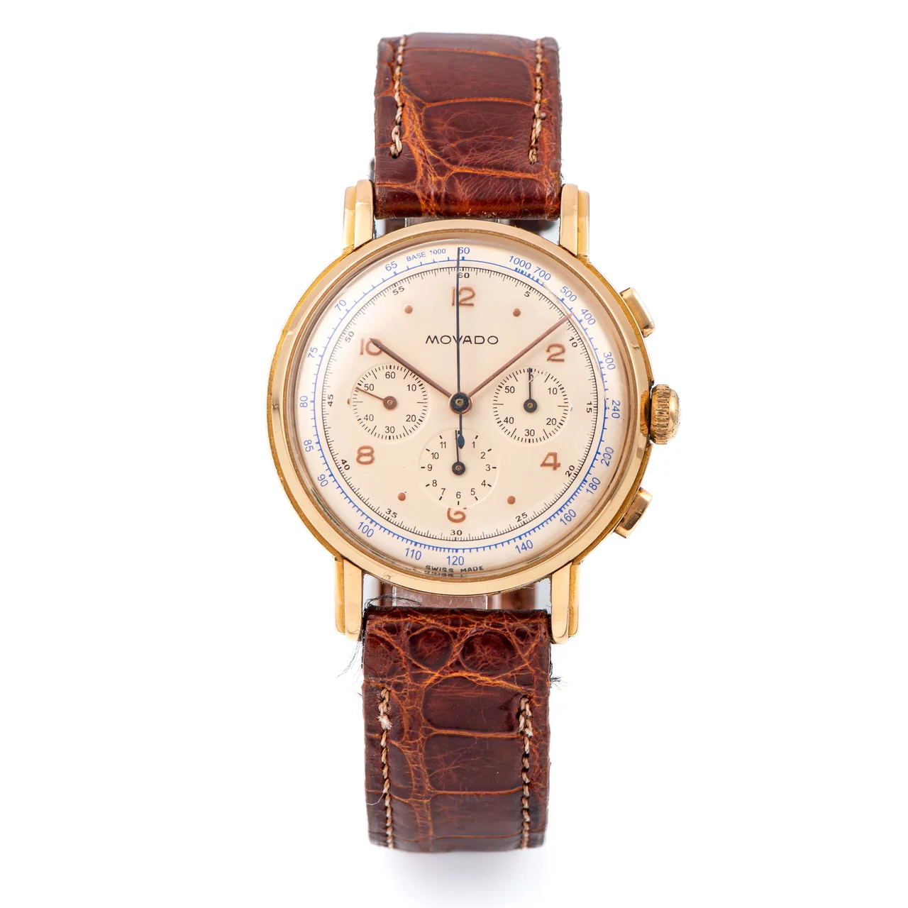 Movado Ref. 9043, Chronograph, Yellow gold kol saati