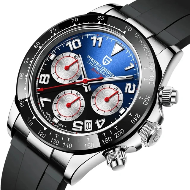 Pagani Design 14:201447303#Silver Black kol saati