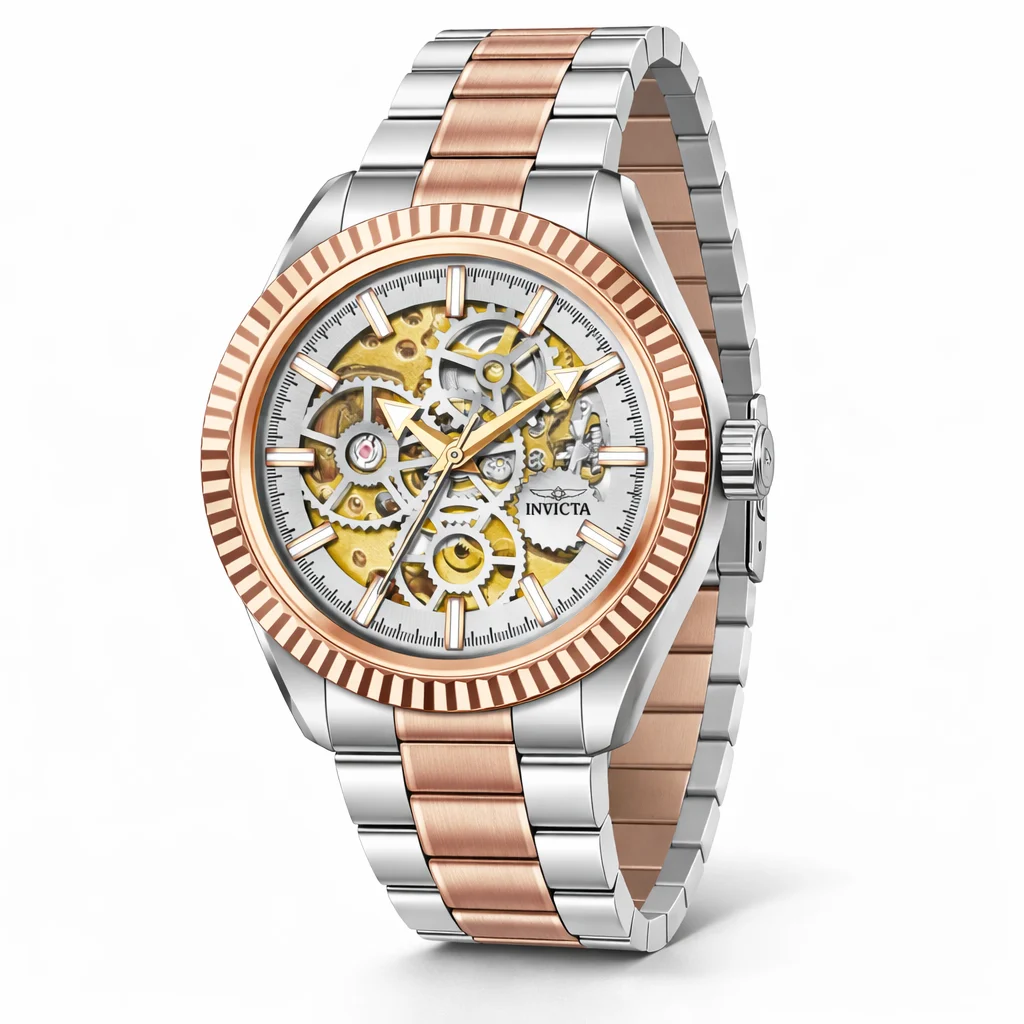 Invicta Objet D Art Glyph Automatic Watch w/ Skeleton Dial - 43mm. Silver. Rose Gold (69756) 43 mm kol saati