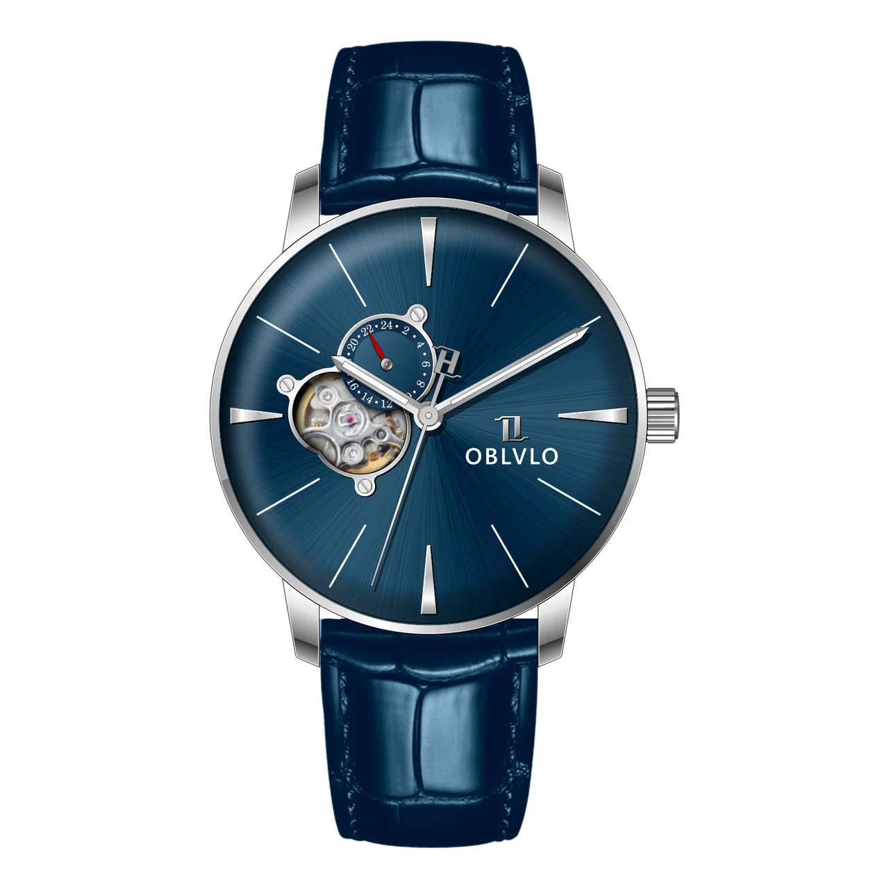 OBLVLO With Automatic Watch,blue Dial NW-YLL NW Series,40mm,Leather With Automatic Watch,blue Dial NW-YLL 40 mm kol saati