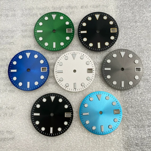 Tandorio Submariner dial water ghost modified dial, ice blue luminous no logo dial, sun pa