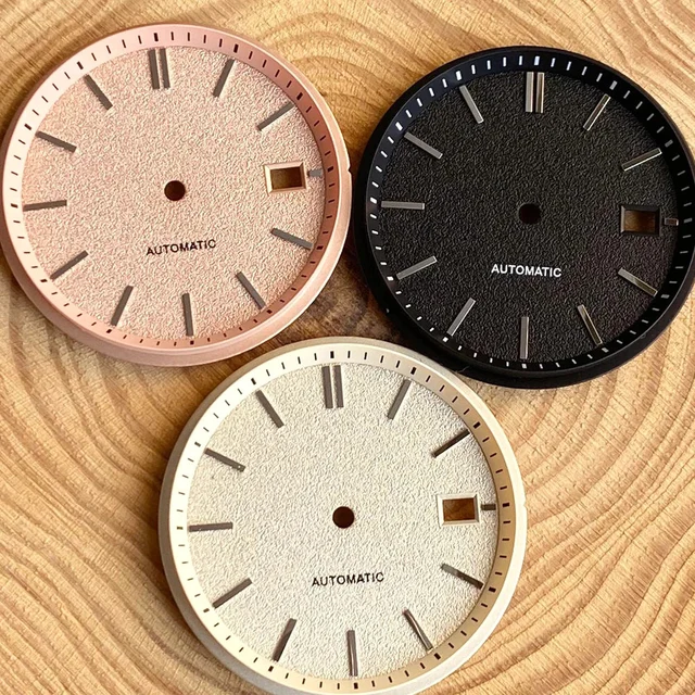 Tandorio Salmon Pink Black White Watch Dial Silver Hand Set Fit NH35 NH36 Automatic Moveme