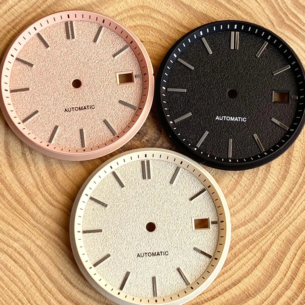 Tandorio Watches Salmon Pink Black White Watch Dial Silver Hand Set Fit NH35 NH36 Automatic Movement Diving Men Watch Parts 1005008176939567-cream set 33.5 mm kol saati