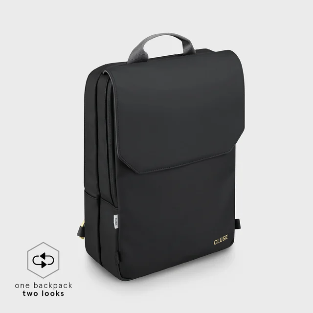CLUSE Réversible Backpack, Black Grey, Gold Colour CX03501 kol saati