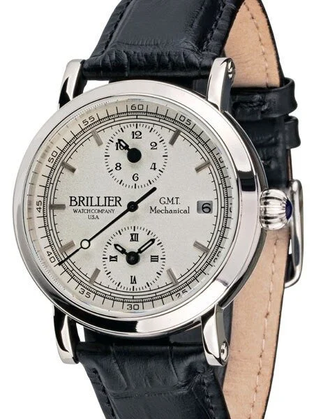 Brillier GMT Dual-Time Watch with 38mm Case Size and Onion Crown #BR-02 kol saati