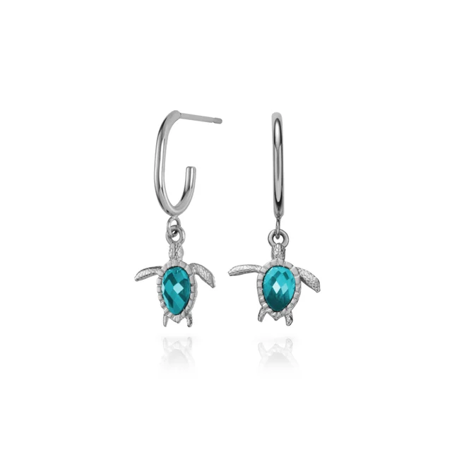 Default Turtle Hoops Ohrring Aquamarine Silber PH-JE-1617 kol saati