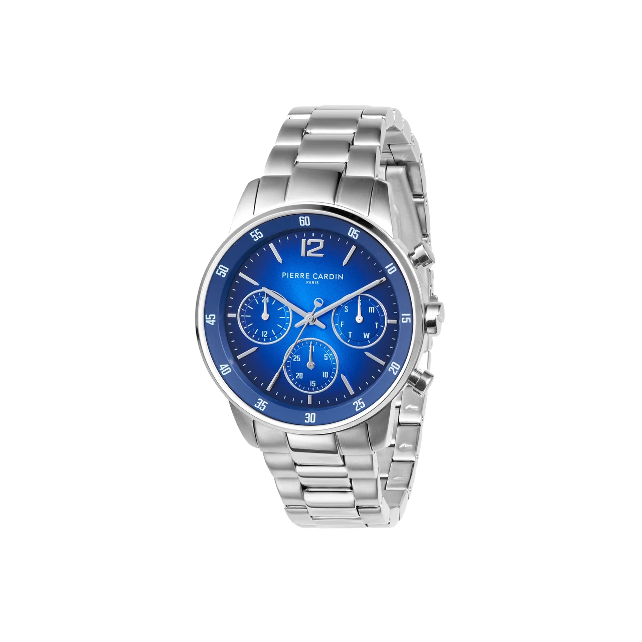 MONTROUGE PRIM Multifunction watch with Blue Dial and Metal Links Strap CMR.1001 40 mm kol saati