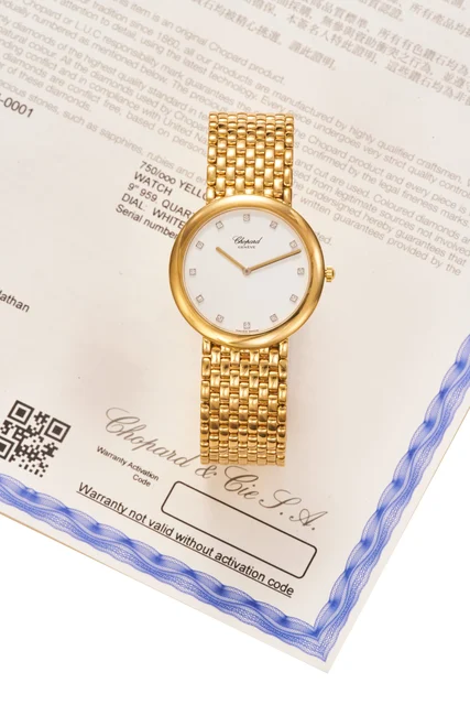 Chopard Ref. S15-3094-YDFB, diamond-set dial, integrated bracelet; 18K yellow gold (“ ”) k