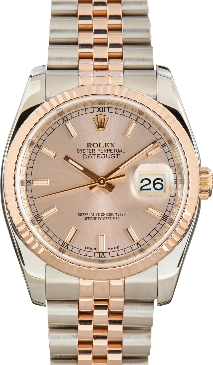 Rolex Two Tone Datejust Pink Dial Ref 116231 116231PSO kol saati