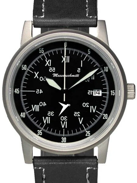 Messerschmitt Fliegeruhr Watch with a Black Sextant Dial #ME-Sextant 37 mm kol saati