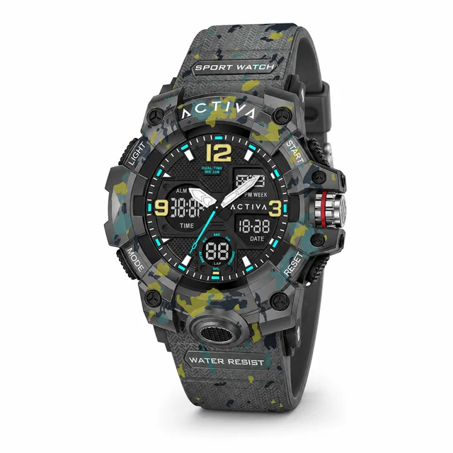 Activa Decus X Invicta Digital Watch - 49mm. Camouflage. Grey (ACW8008-002) kol saati
