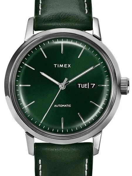 Timex Marlin 21-Jewel Automatic Watch with Stainless Steel Case and Green Dial #TW2U11900ZV 40 mm kol saati