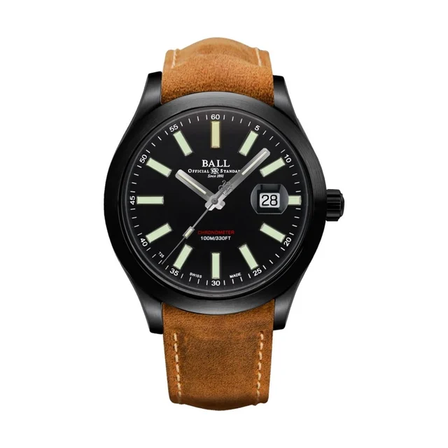 BALL Watch Engineer II Green Berets 43mm - Black on Leather Strap NM2028C-L4CJ-BK kol saat