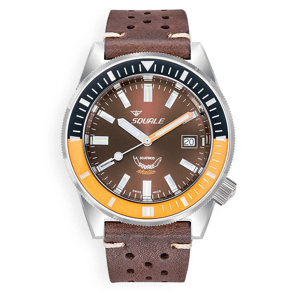 Squale Matic 600 meter Professional Swiss Automatic Dive watch with 44mm Polished Case #Matic-Choc-Pol 44 mm kol saati