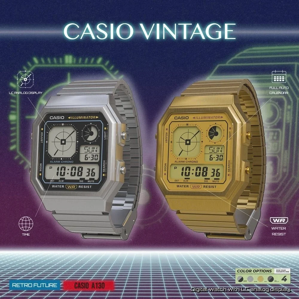 Casio Retro A130WEGG-1ADF 33.9 mm kol saati