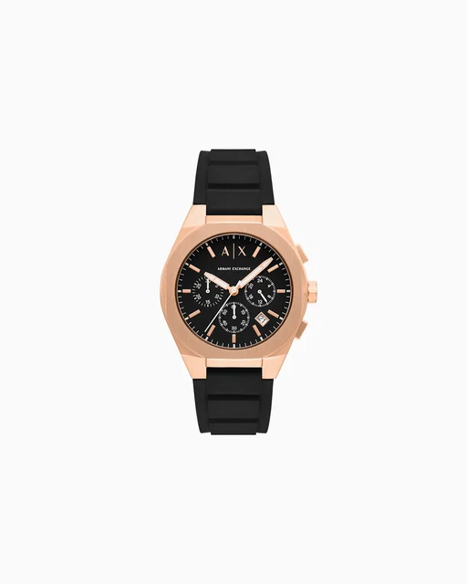 Armani Exchange Sync Chronograph Black Silicone Watch AX4190 kol saati