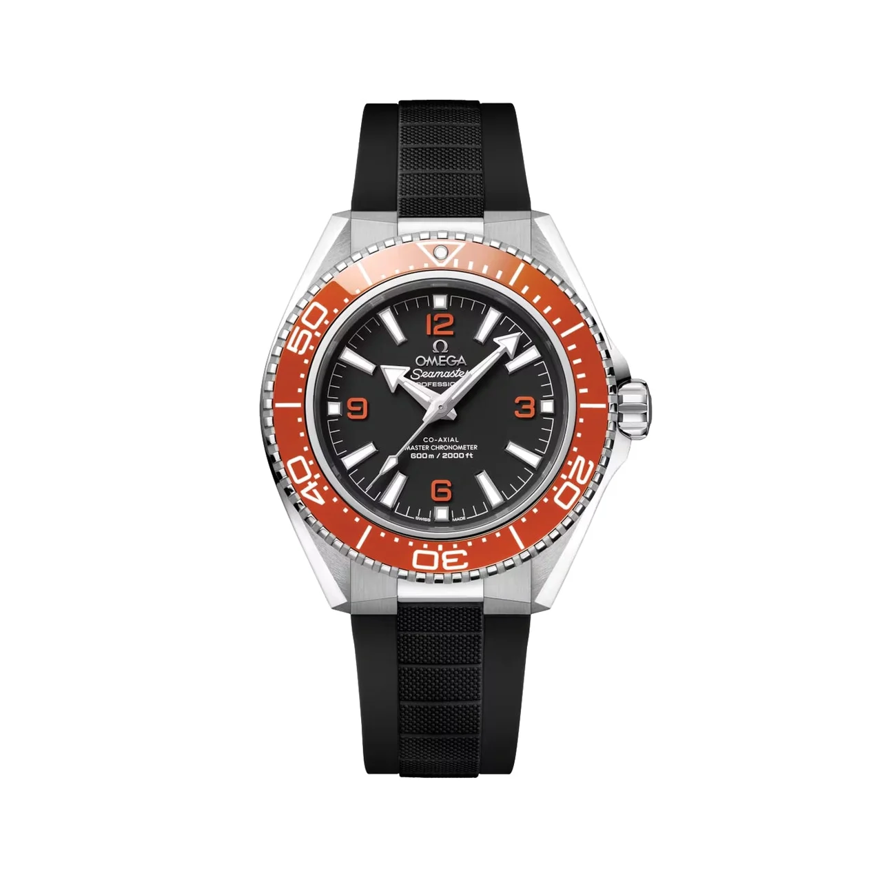 OMEGA Seamaster Planet Ocean 600M 42mm - Black and Orange on Black Rubber Strap O21732422101003 42 mm kol saati