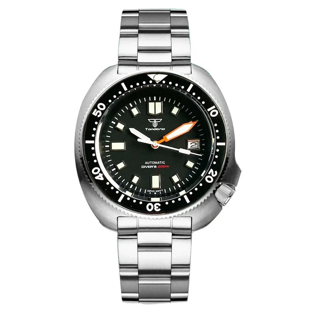 Tandorio Watches Tandorio Willard watch Sapphire NH35A Dive 44mm20bar TD258 Turtle Captain Willard 14:29#Silver Rubber A;5:56964930#NH35A movement 44 mm kol saati