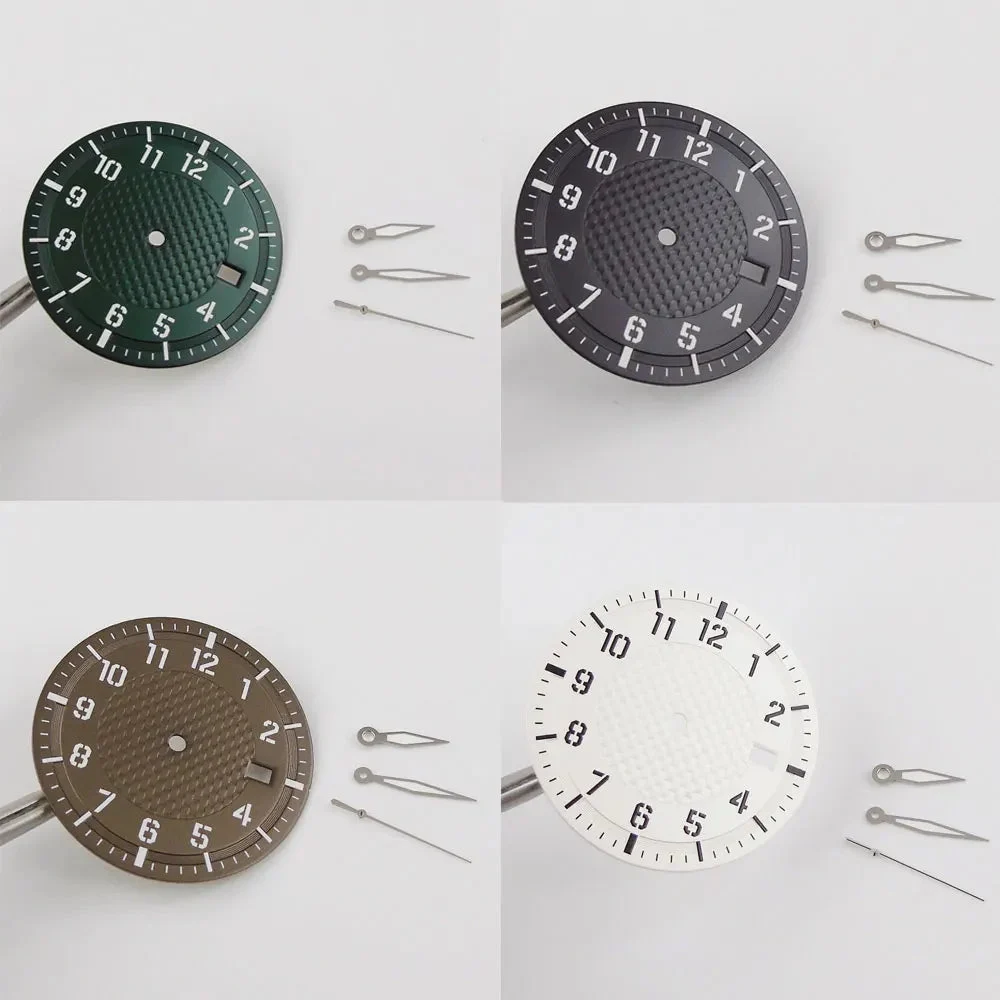 Tandorio Texture Dial Sterile 34mm Black Automatic Watch Dial Watch Needles fit NH35 Movement 1005001354602082-black dial and hand 34 mm kol saati