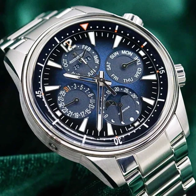 Jaeger-Lecoultre Polaris Perpetual Calendar Blue Dial Stainl kol saati