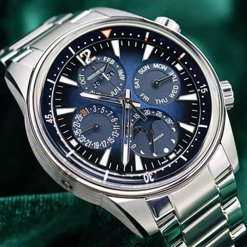 Jaeger-Lecoultre Polaris Perpetual Calendar Blue Dial Stainl 42 mm kol saati