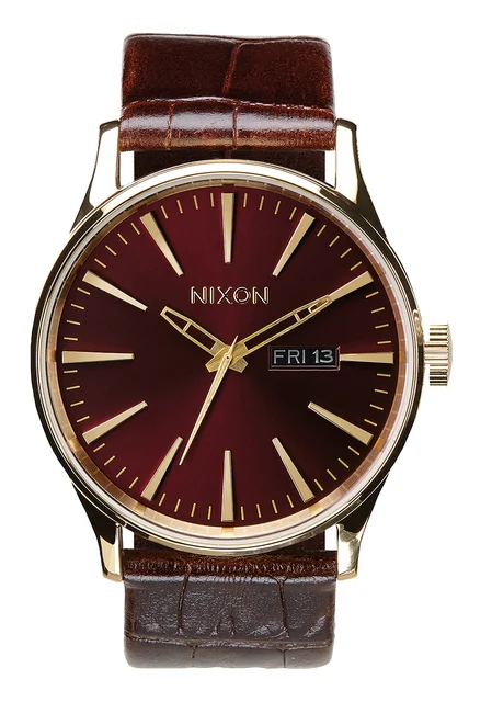 Nixon US Sentry Leather - Gld / Oxbld Sunray / Brn Gator A105-2003-00 kol saati