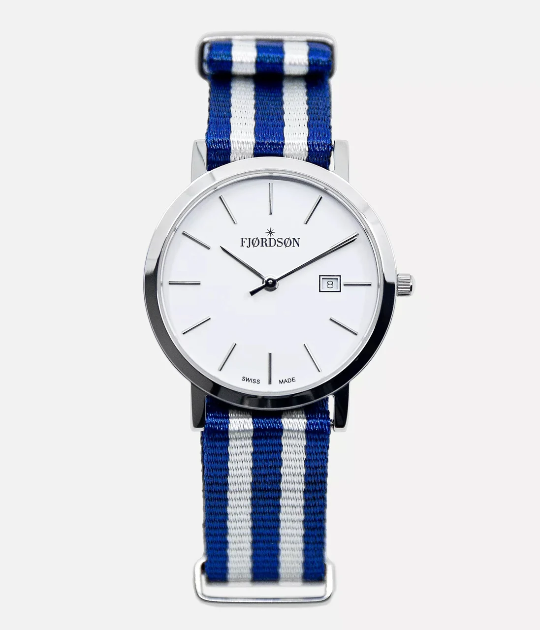 Fjordson White Dial With Blue/White Nato Strap - Watc #9132 | White Dial With Blue/White Nato Strap - Women's Watc 32 mm kol saati