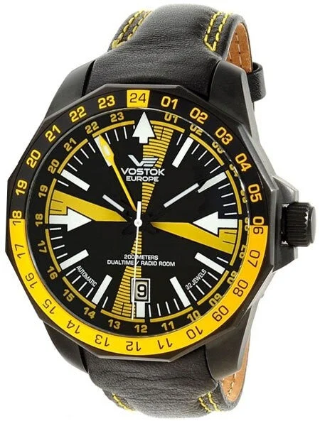 Vostok Europe Vostok-Europe Radio Room, Dual Time Automatic Watch with Black-Yellow Dial #