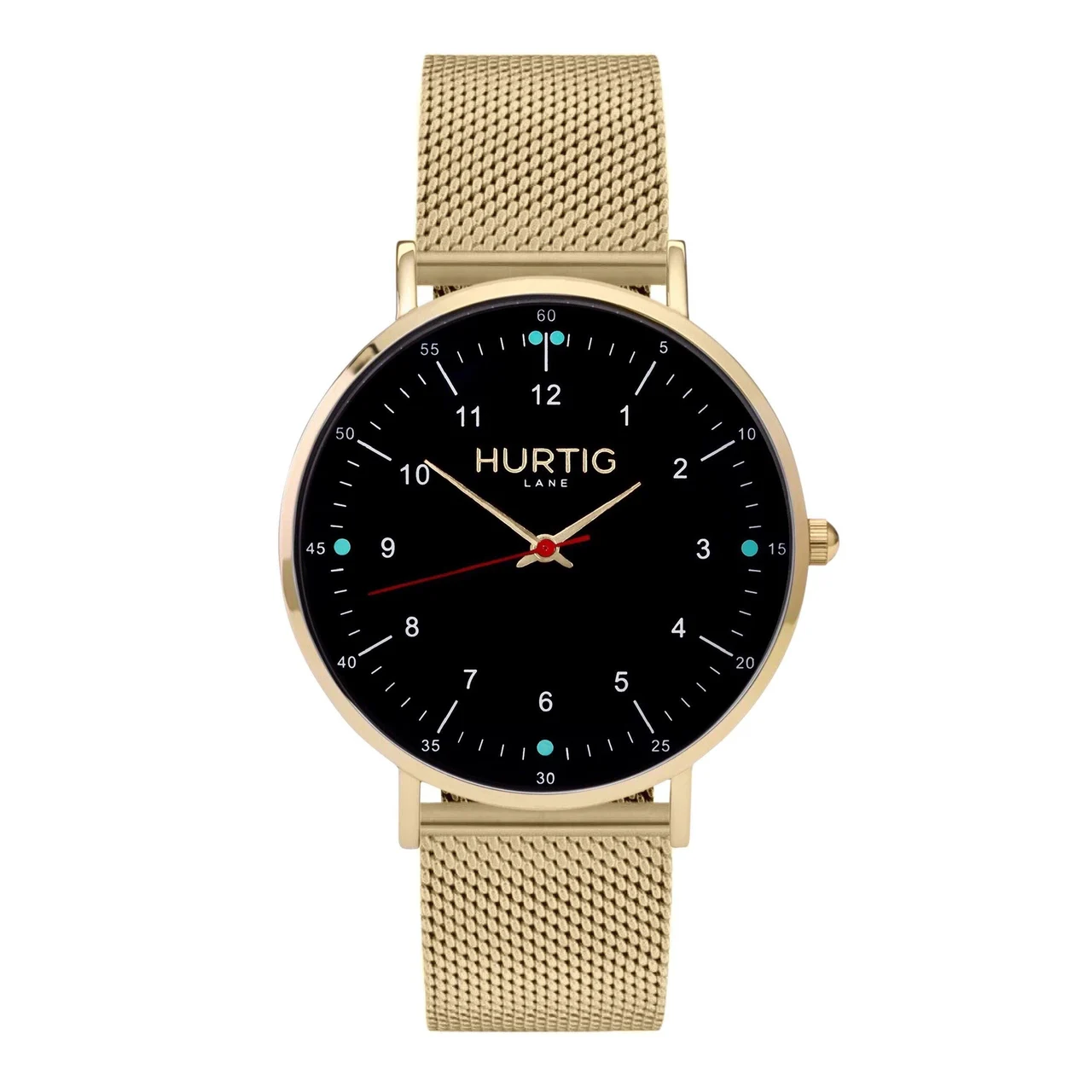 Hurtig Lane Vegan Watches Moderno Stainless Steel Watch Gold, Black & Gold 40 mm kol saati