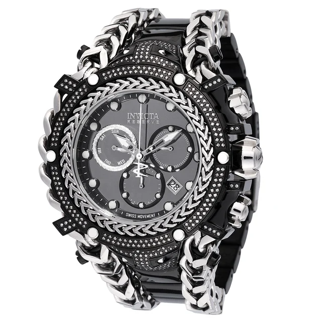 Invicta Reserve Gladiator 1.75 Carat Diamond Swiss Ronda Z60 Caliber Watch - 58.3mm, Black
