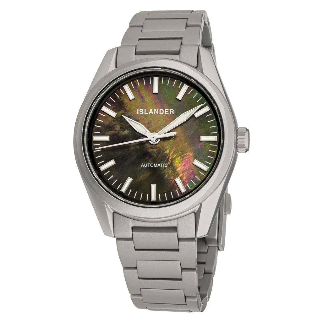 Islander Thunderbolt Pilot Watch with Black Mother of Pearl Dial #ISL-322 40 mm kol saati