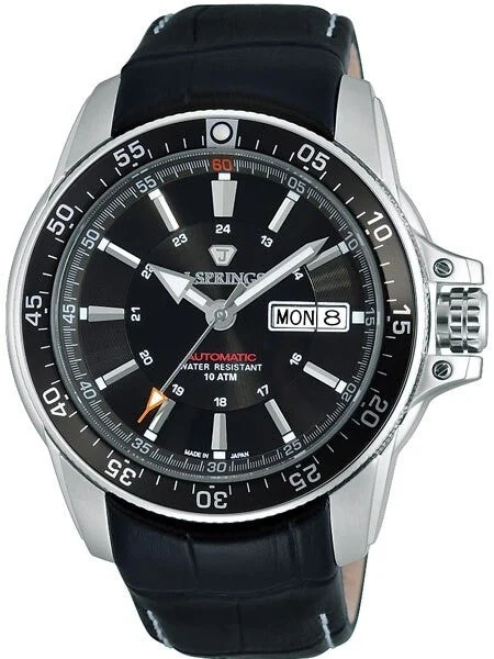 J. Springs Automatic 21-Jewel Sport Watch with Day and Date, Black Dial #BEB097 43 mm kol saati