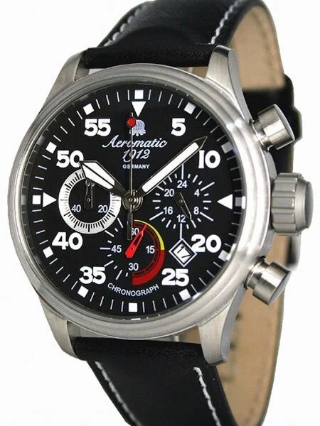 Aeromatic Military Aviator Observer Chronograph with 24-hour Sub-Dial #A1229 40 mm kol saati