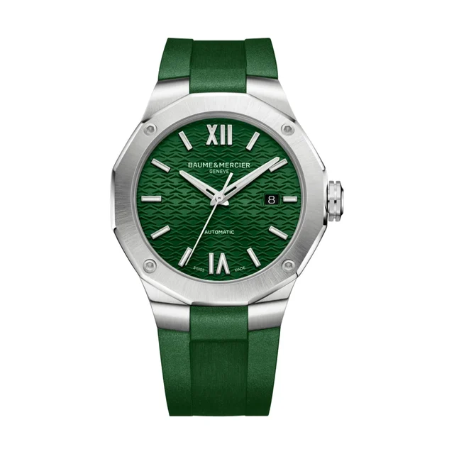 Baume Et Mercier Riviera 10618 Automatic Date 42mm - Green on Rubber Strap M0A10618 kol sa