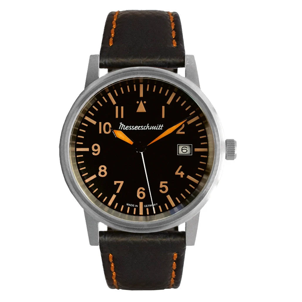 Messerschmitt Black and Orange Type-A Aviator Watch #ME-385OBL 38.5 mm kol saati