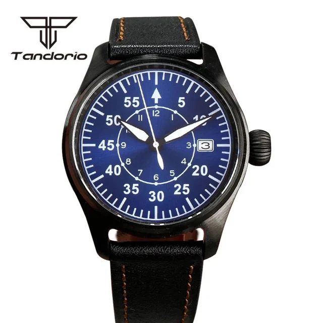 Wristfull Tandorio Black PVD coating Aviator 39mm 20Bar NH35A automatic watch TD137 14:29#