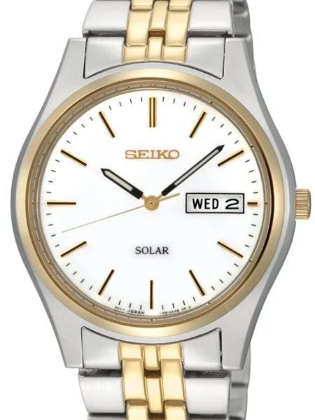 Seiko Core Series Solar Watch with 37mm Stainless Steel Case and Bracelet #SNE032 kol saat