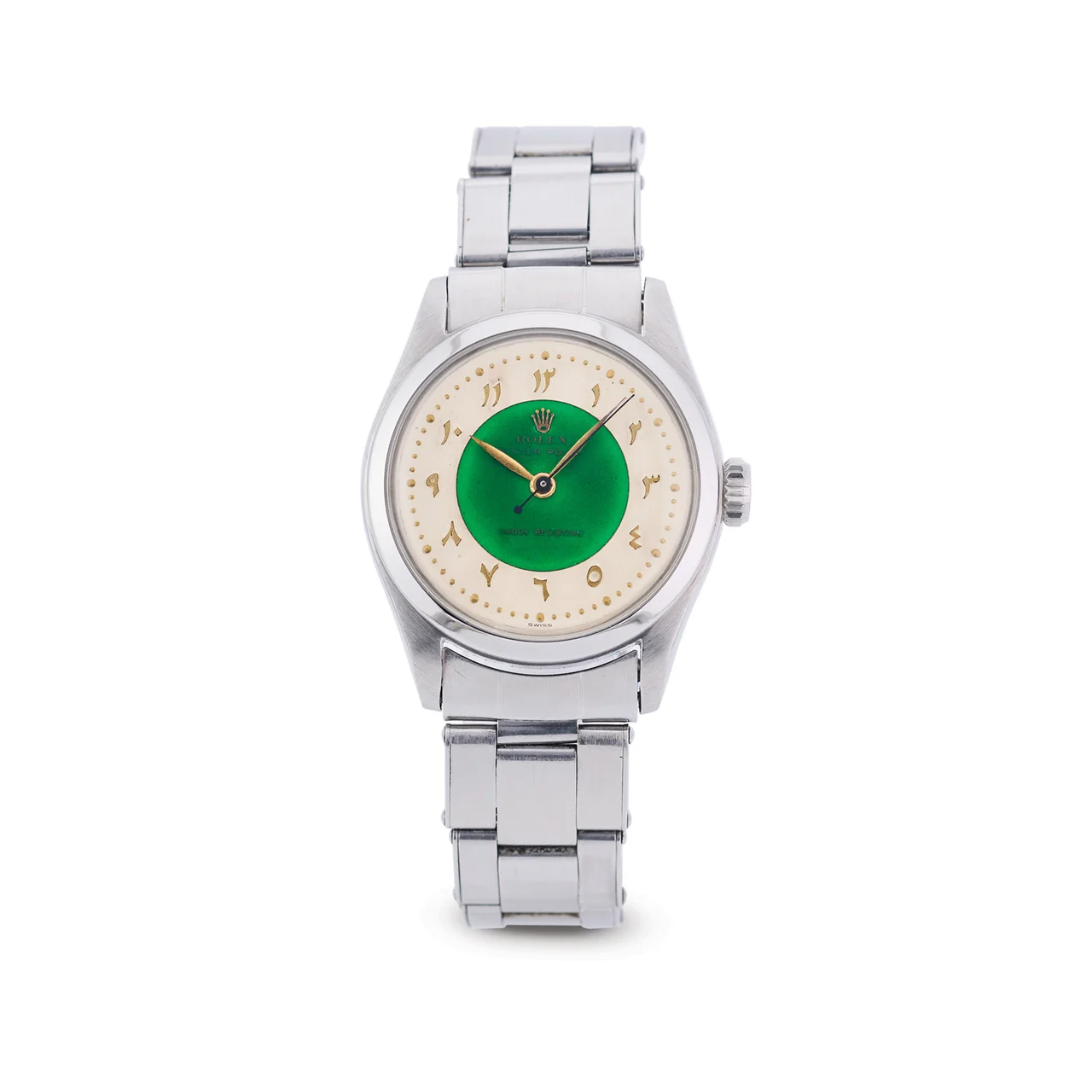 Rolex ROLEX, REF. 6144/6145, OYSTER ROYAL, GREEN ENAMEL DIAL, STEEL kol saati