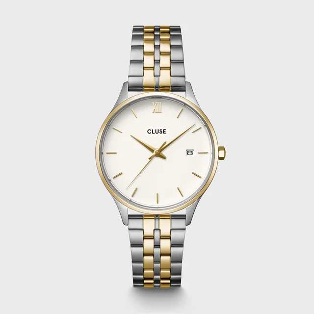 CLUSE Minuit Date Watch Steel, Coconut Milk, Two-Tone CW14302 kol saati