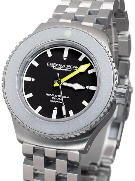 Obris Morgan Nevon Automatic Black Dial Dive Watch with Robust Bracelet #NEVON-BBBY kol sa