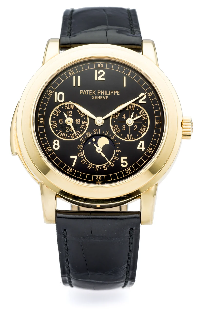 Patek Philippe PATEK PHILIPPE REF. 5074 MINUTE REPEATER PERPETUAL CALENDAR YELLOW GOLD An extremely fine and very rare self-winding 18K yellow gold wristwatch with minute-repeating, perpetual calendar, leap year indication and moon phases. kol saati
